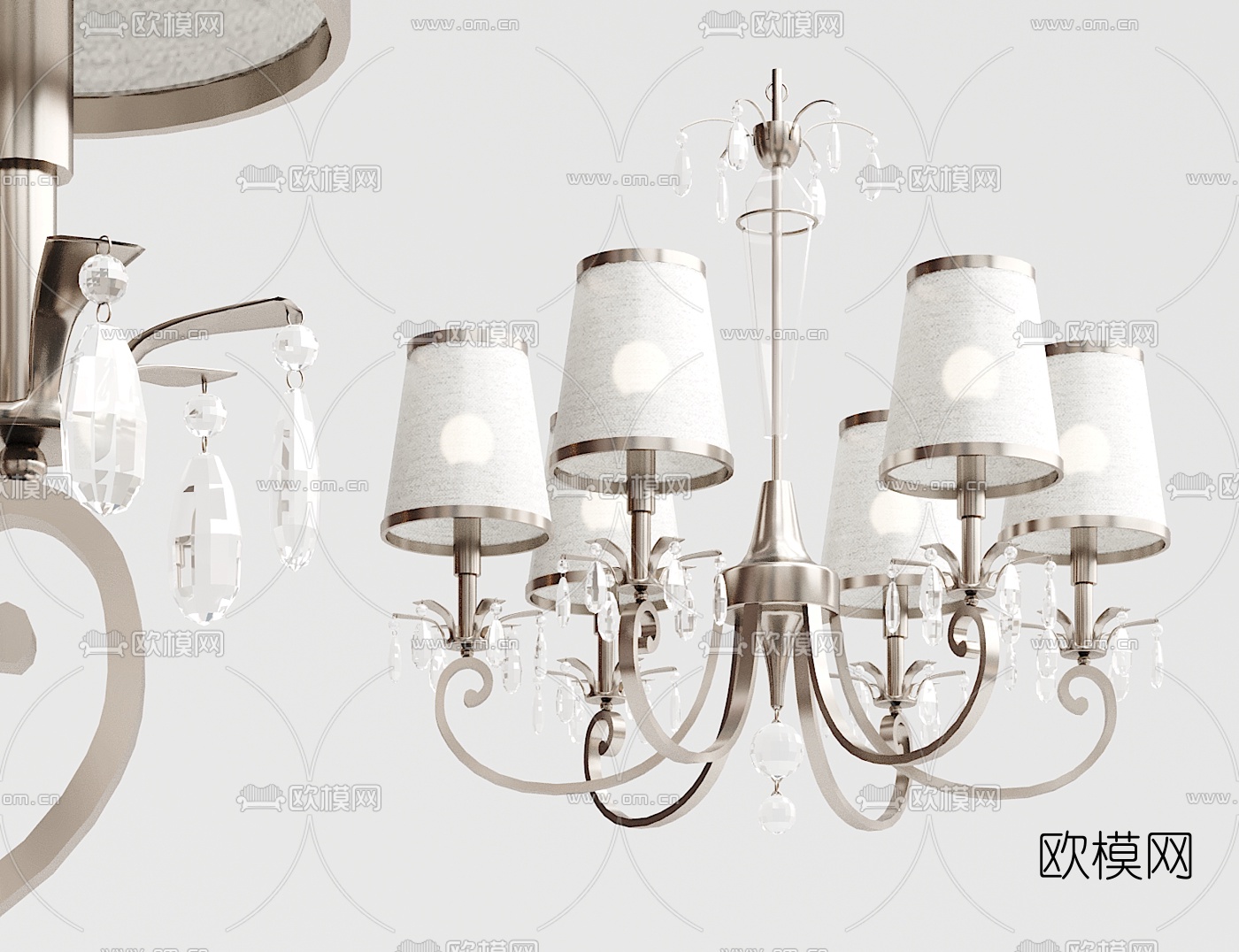 现代金属水晶吊灯3d模型下载