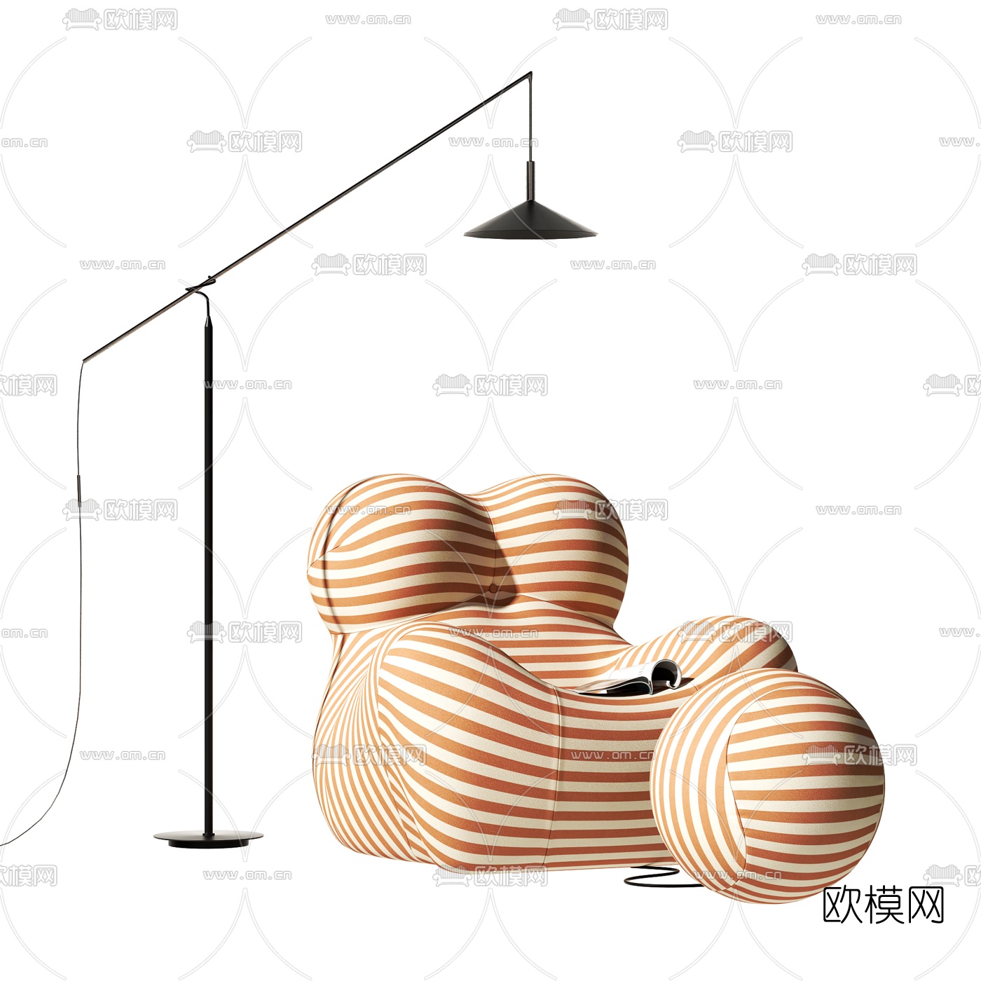 现代布艺懒人沙发3d模型