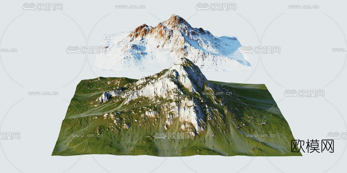 现代山体雪山石头山3d模型