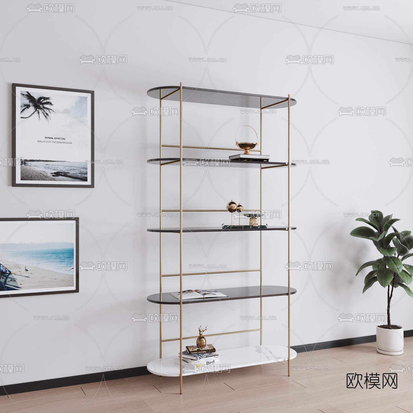 现代轻奢装饰架3d模型下载