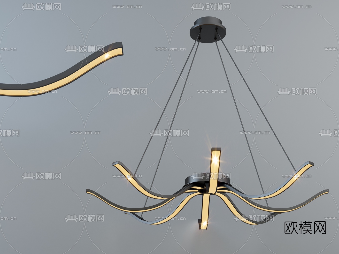 现代时尚多头吊灯3d模型