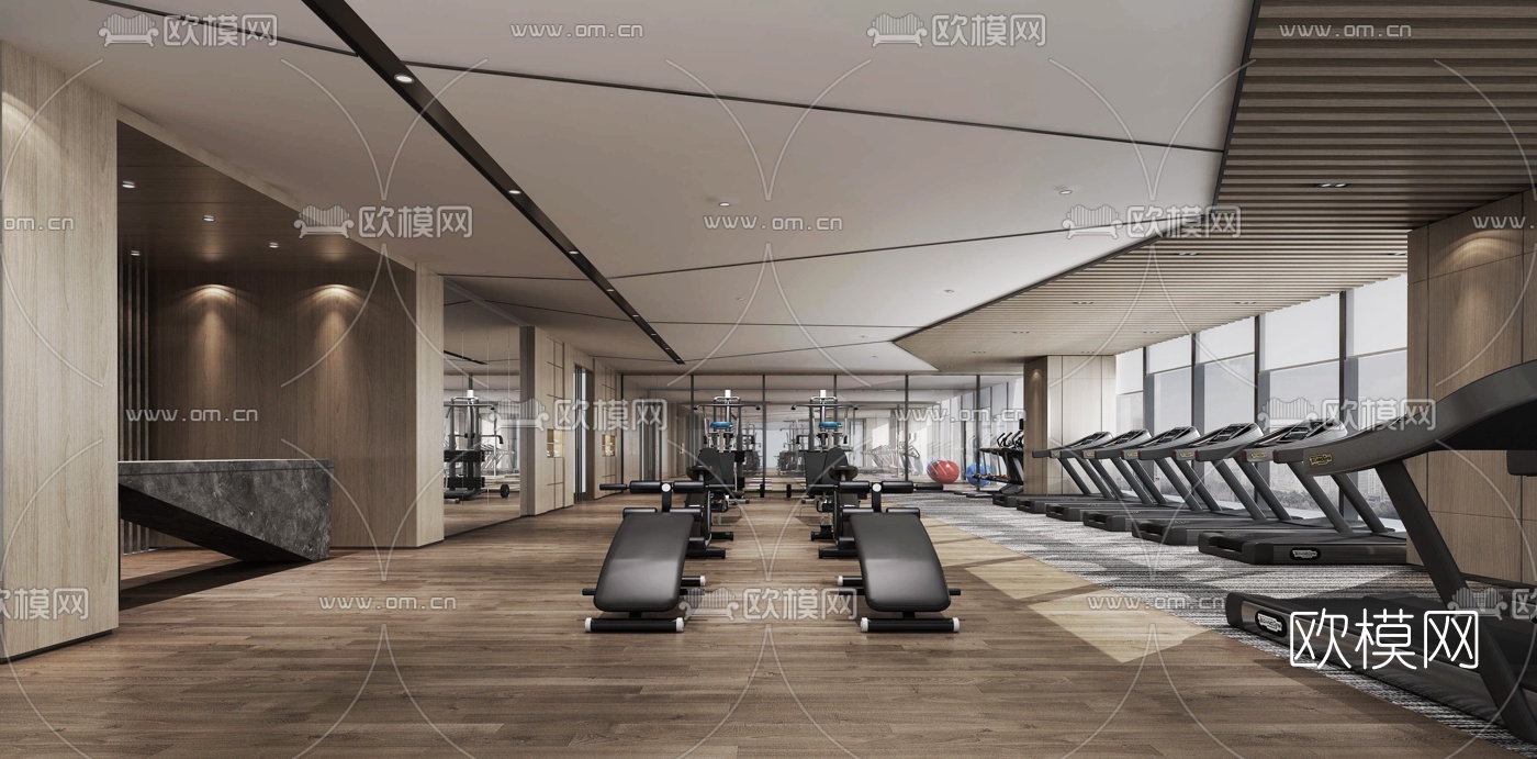 现代健身房3d模型下载