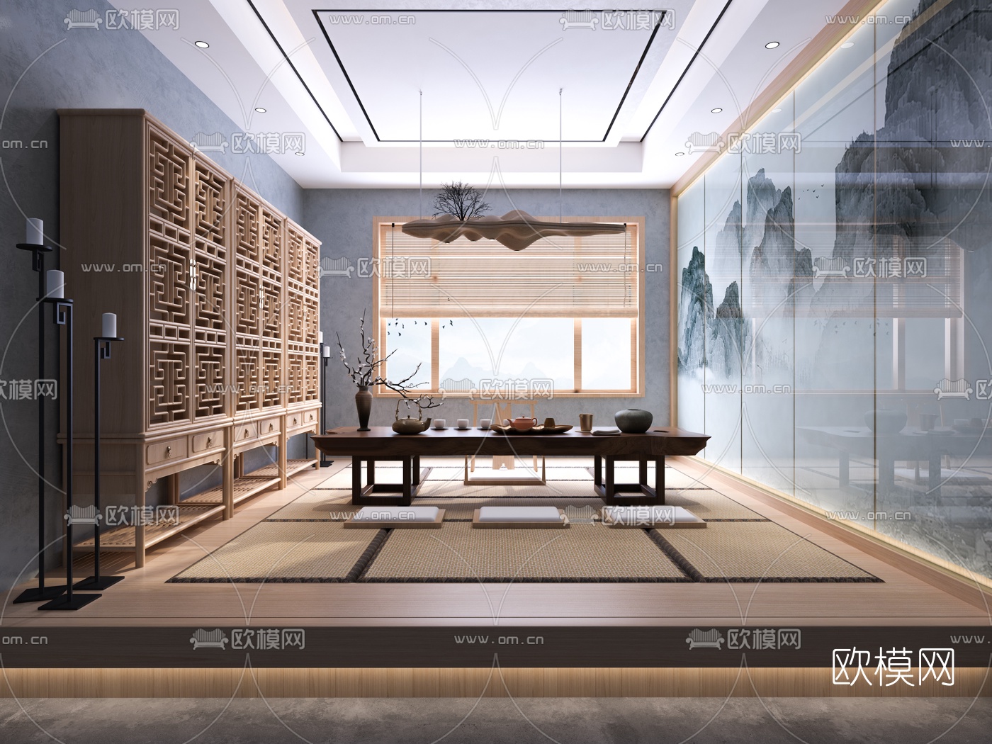 日式榻榻米茶室3d模型