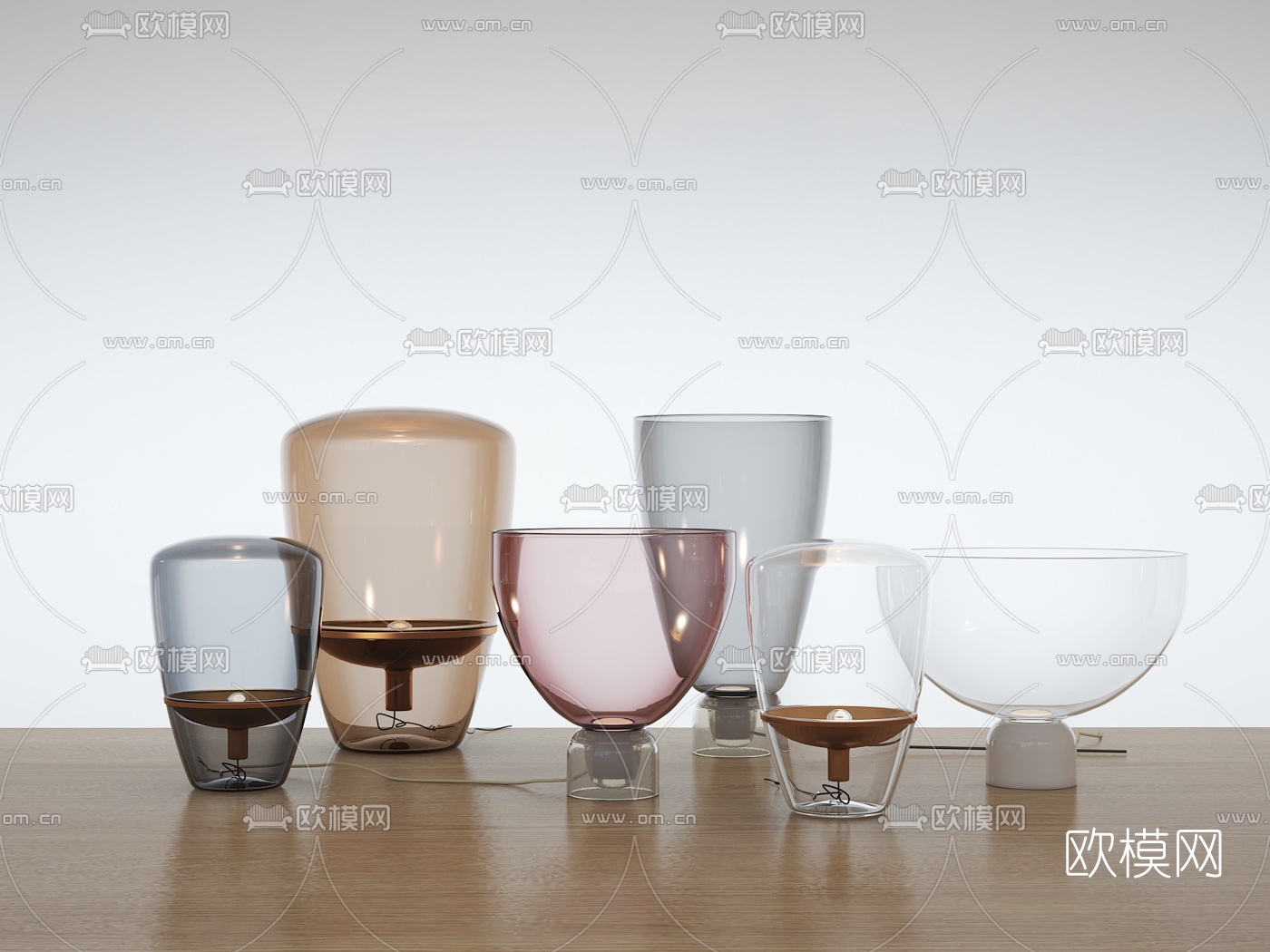 现代烛台灯组合3d模型下载