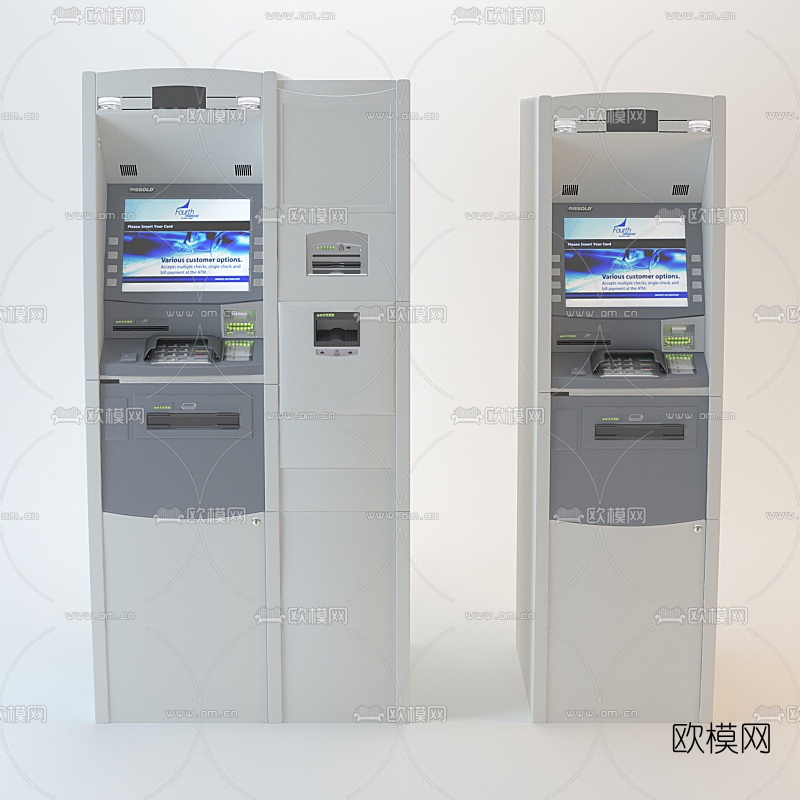 现代银行ATM存取款机3D模型-免费3dmax模型库-欧模网