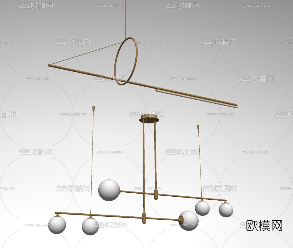 现代轻奢吊灯su模型下载（渲染图2）
