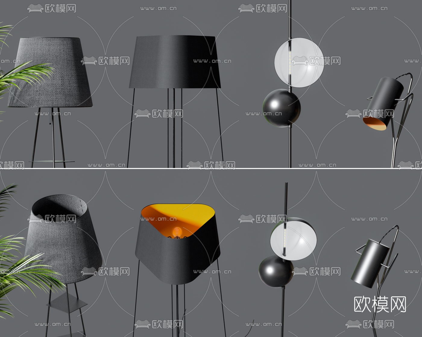 现代简约落地灯组合3d模型下载（渲染图2）