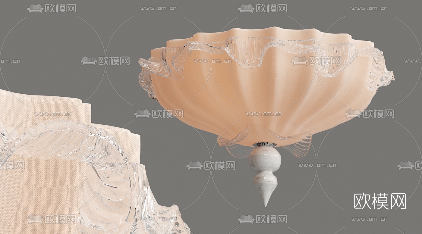 简欧玻璃吸顶灯3d模型下载