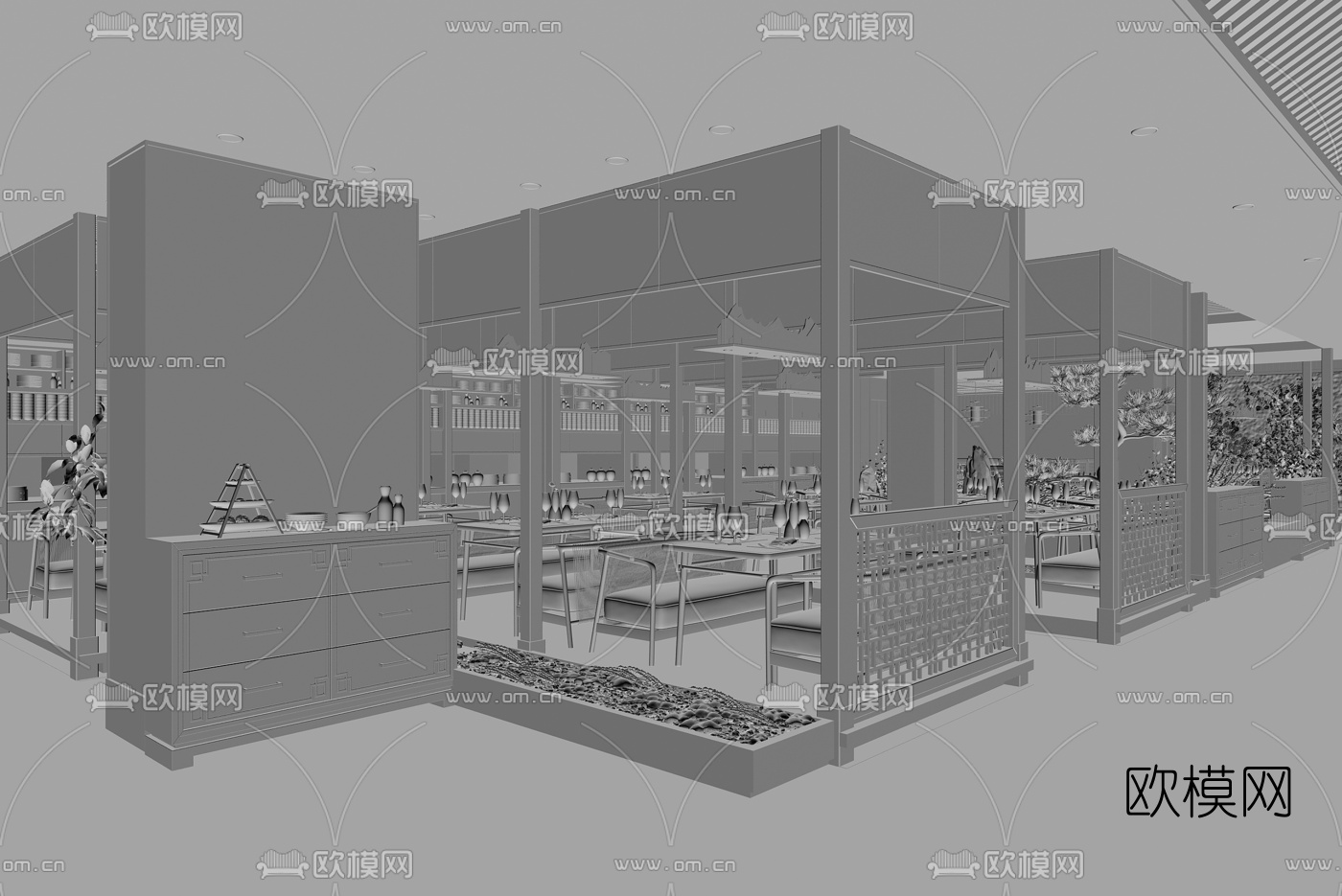新中式中餐厅3d模型