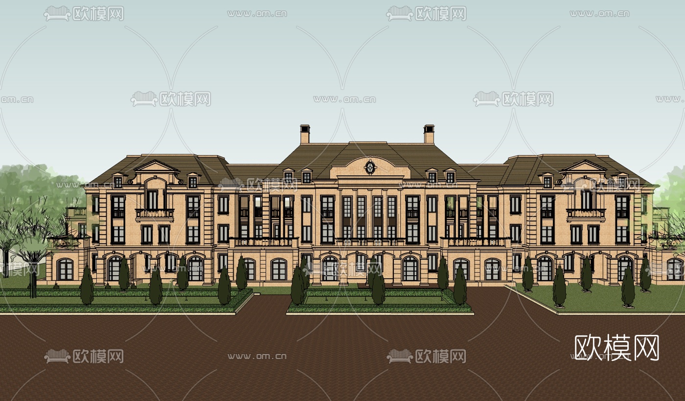 法式商业会所su模型下载（渲染图2）