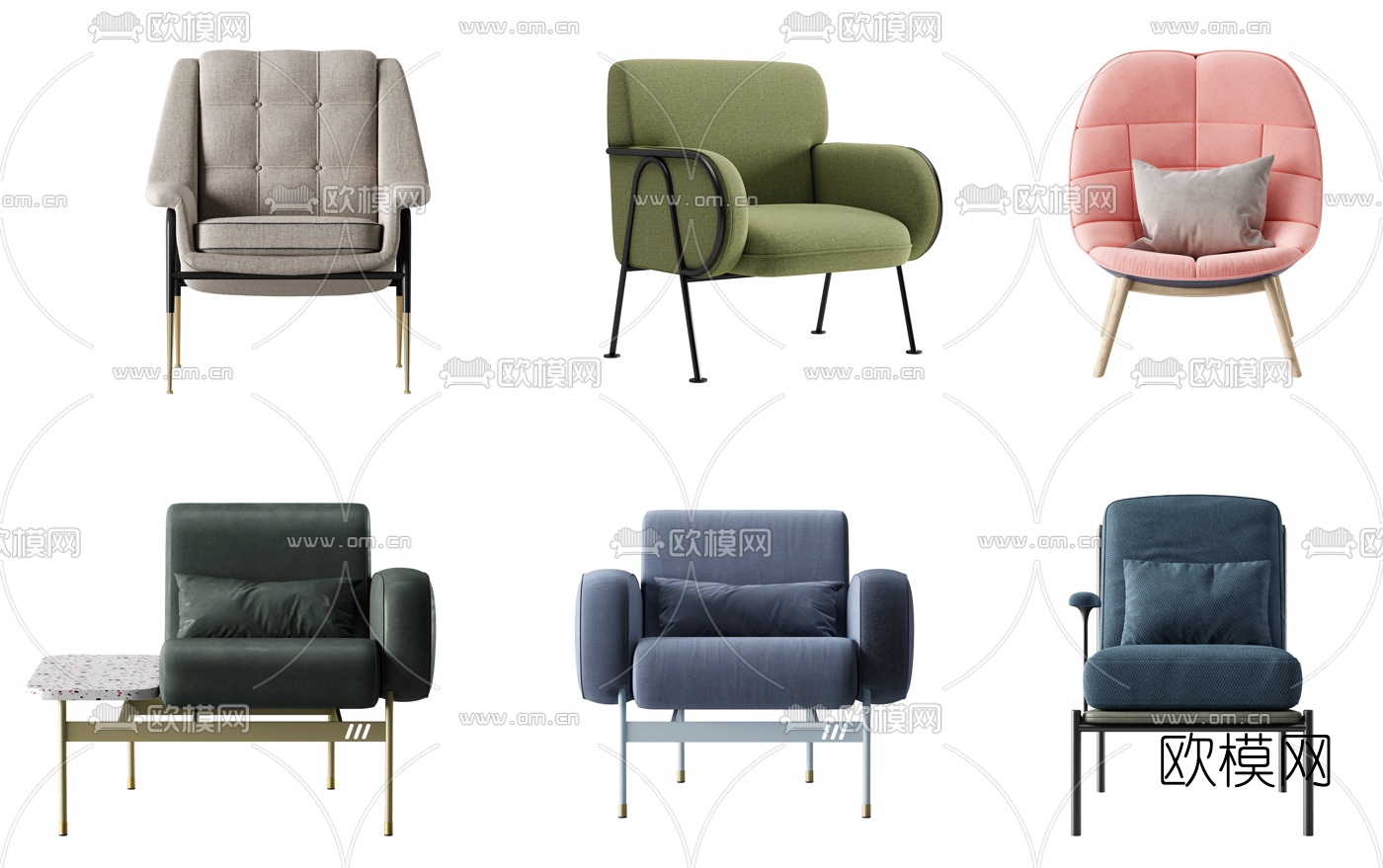 现布艺休闲沙发su模型下载（渲染图1）