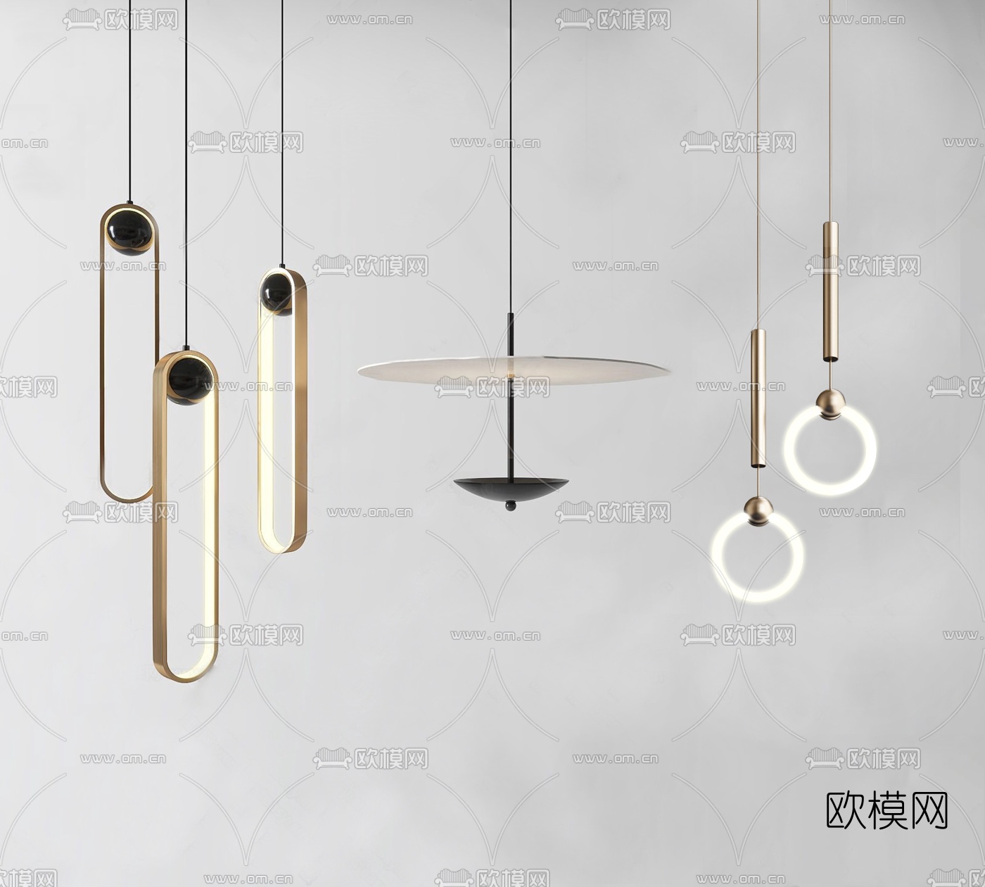 现代轻奢吊灯su模型下载（渲染图1）