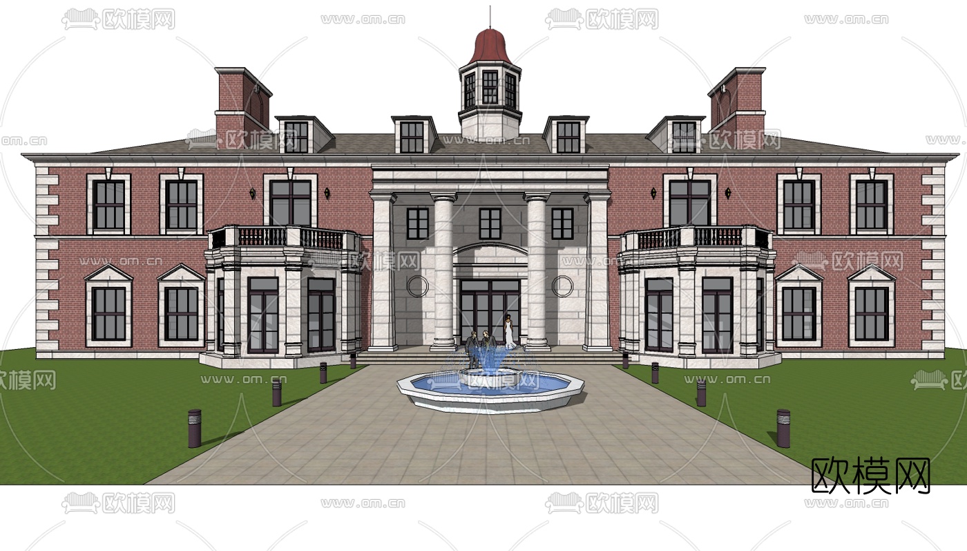 欧式别墅su模型下载（渲染图1）