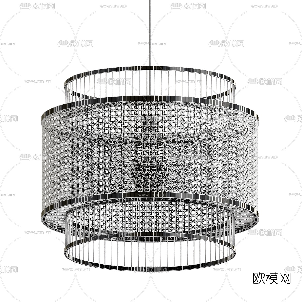 自然风藤编吊灯3d模型下载（渲染图3）