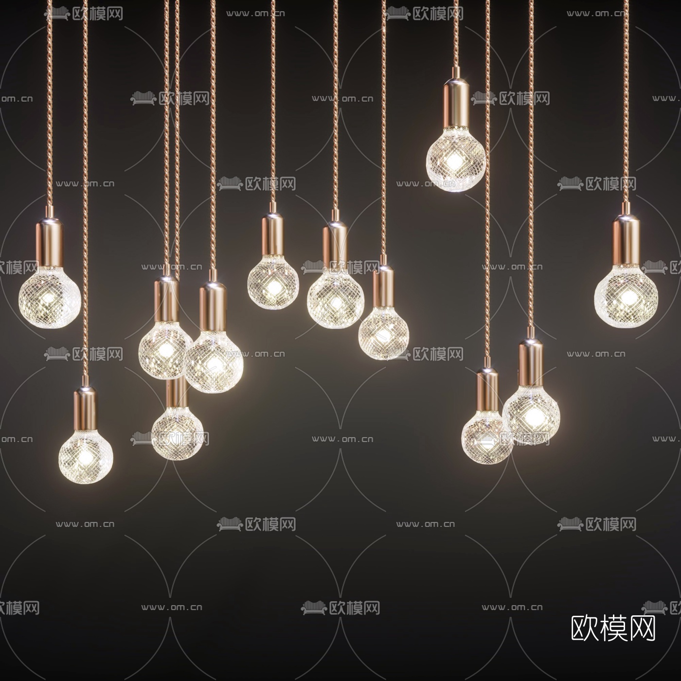 北欧灯泡小吊灯3d模型