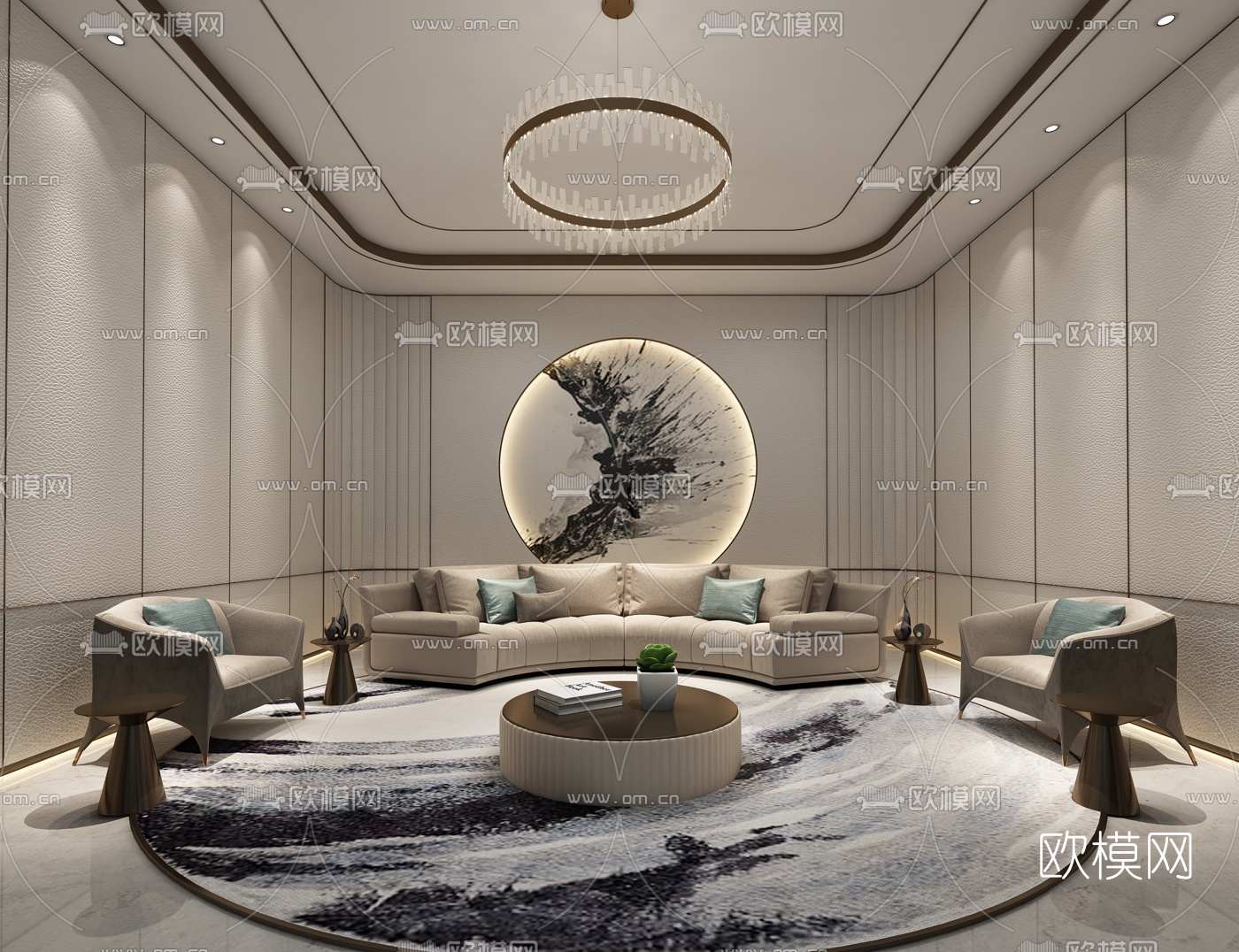 新中式办公接待室3D模型