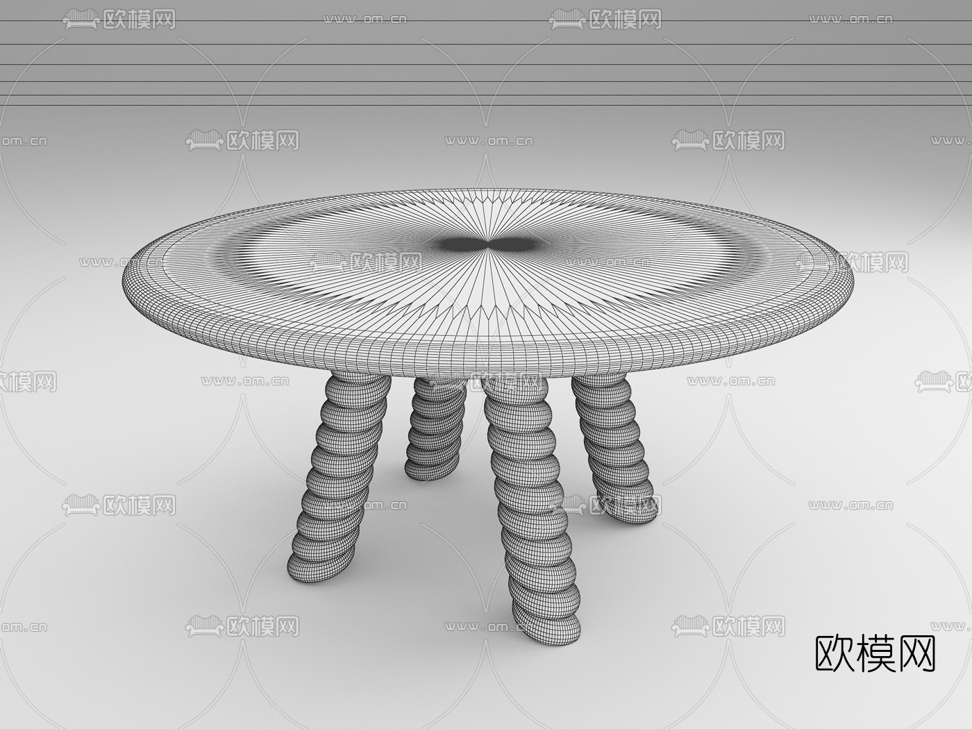 意大利Riva1920品牌 现代威尼斯橡木圆形休闲咖啡桌3d模型下载（渲染图5）