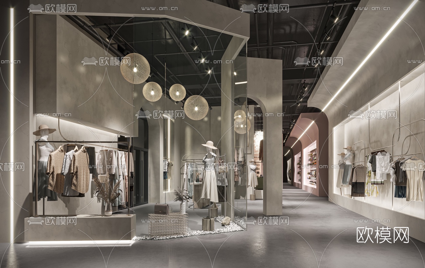 工业风女装店服装店3d模型