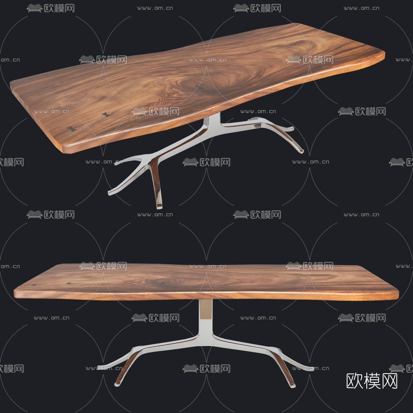 自然风原木餐桌3d模型下载