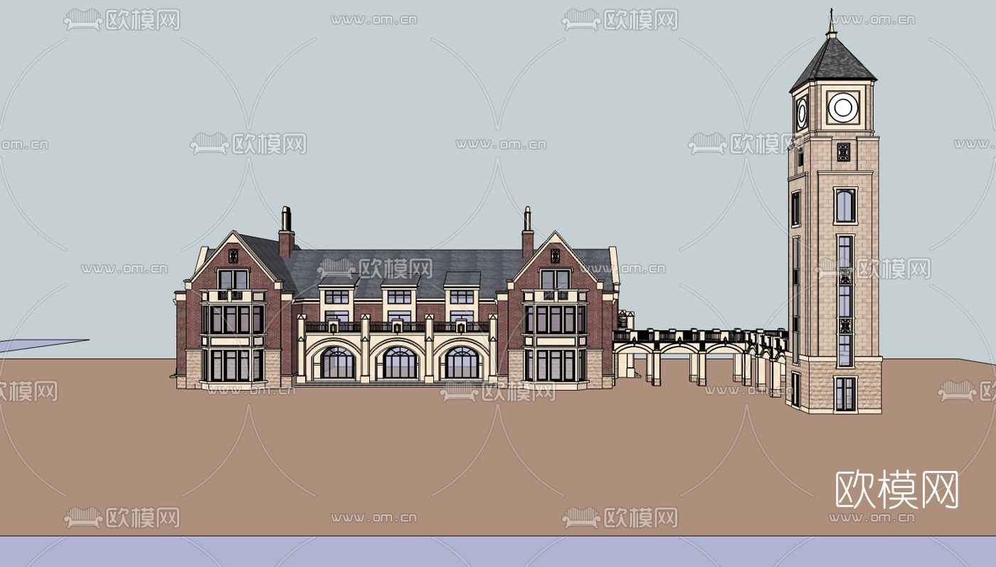 欧式商业建筑su模型下载（渲染图1）