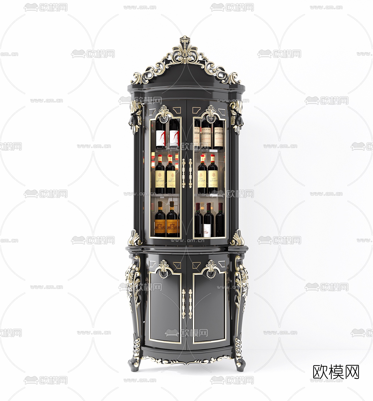 欧式实木酒柜3d模型
