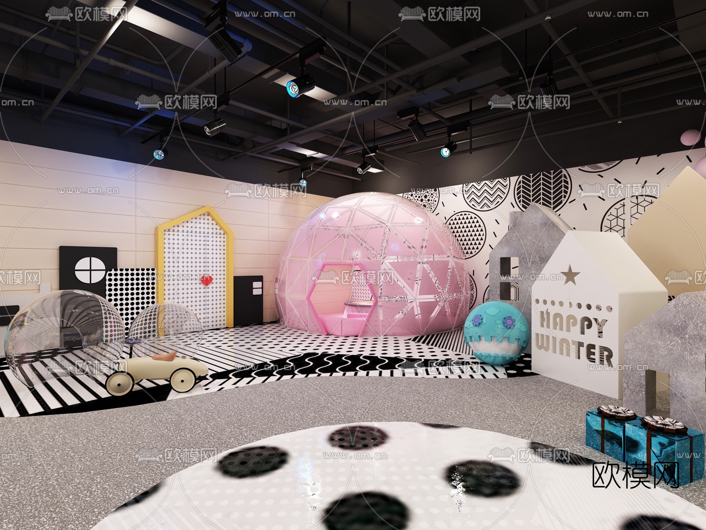 北欧儿童游戏活动区3d模型下载（渲染图3）