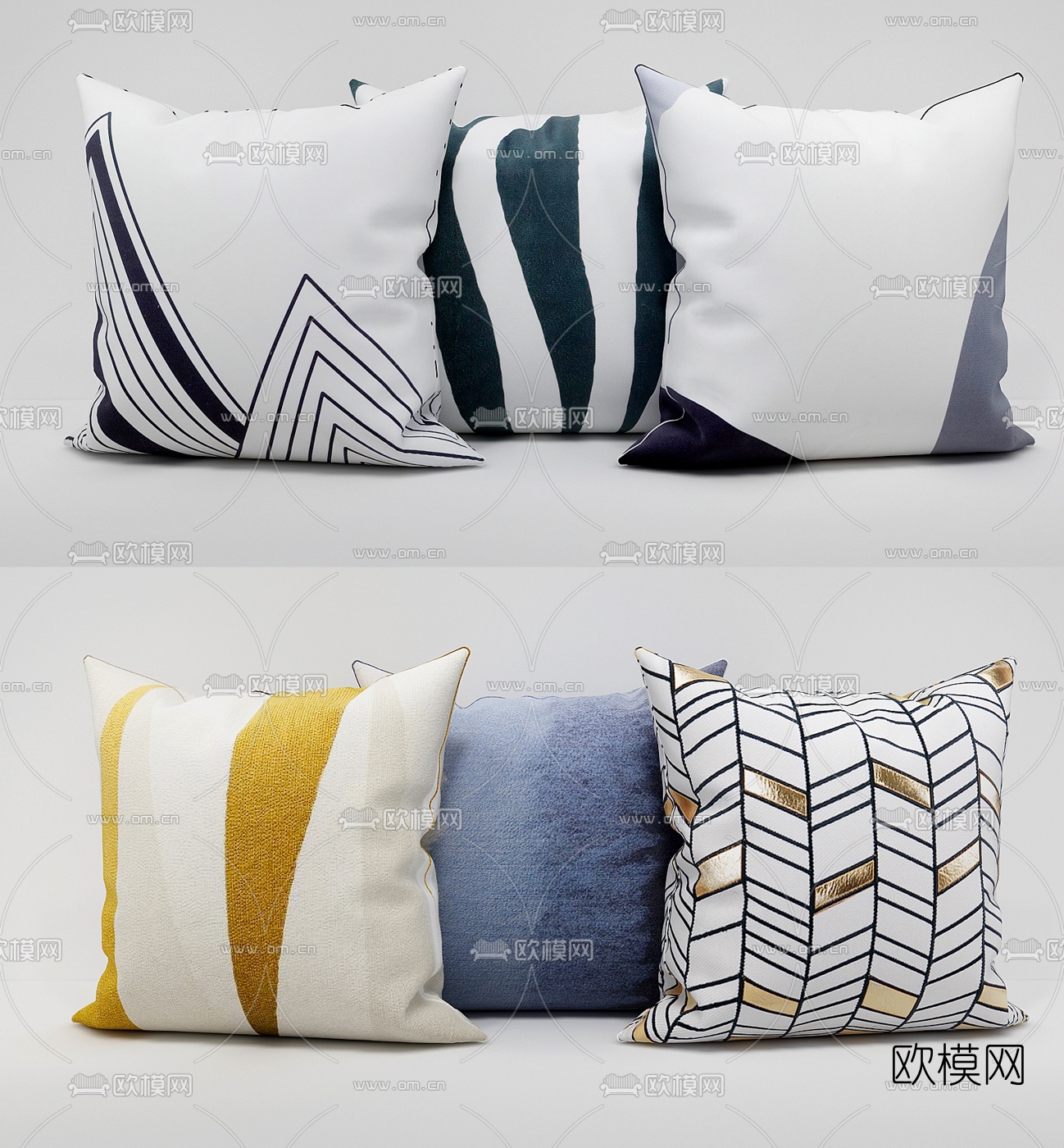 现代布艺抱枕3d模型下载