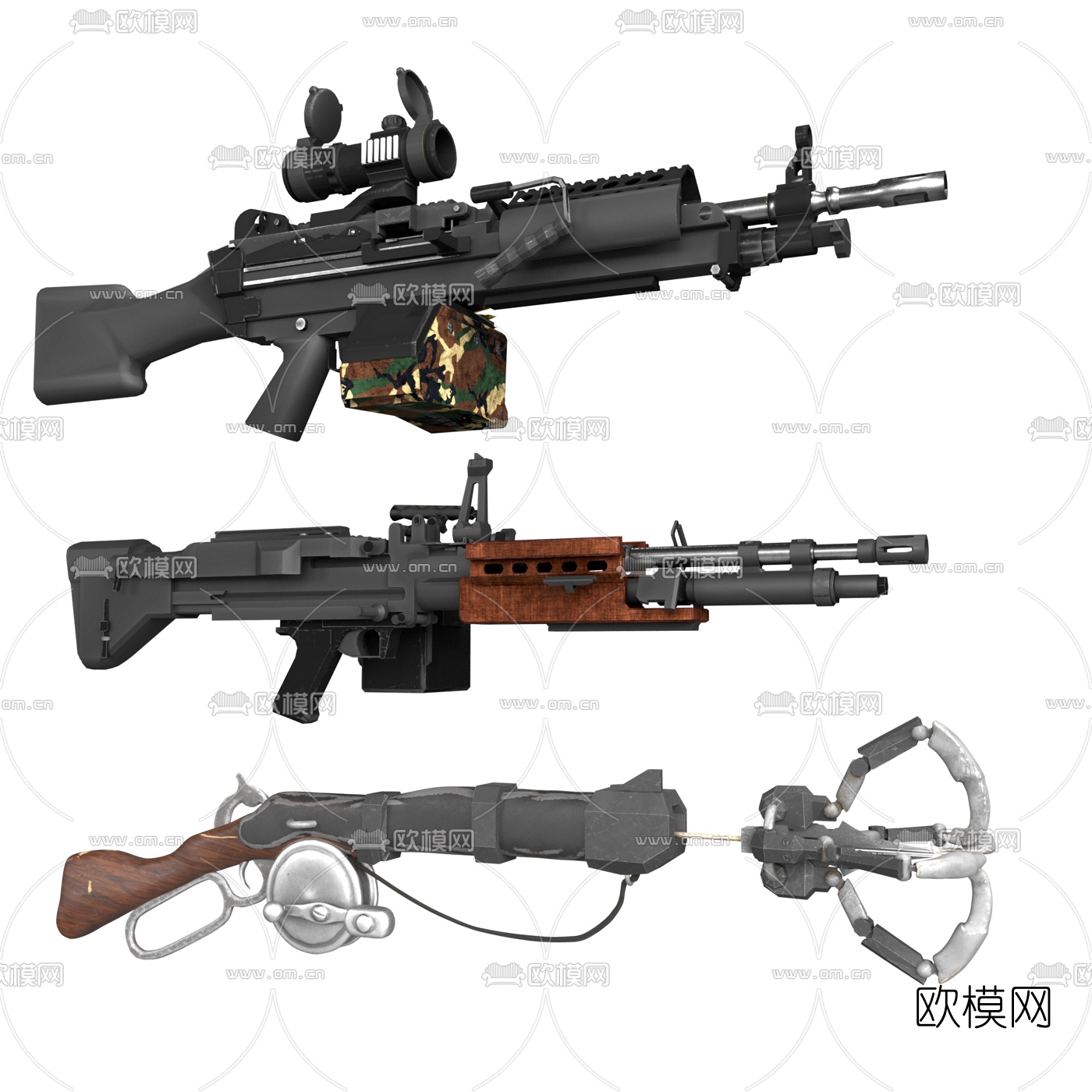 现代自动步枪3d模型下载（渲染图1）