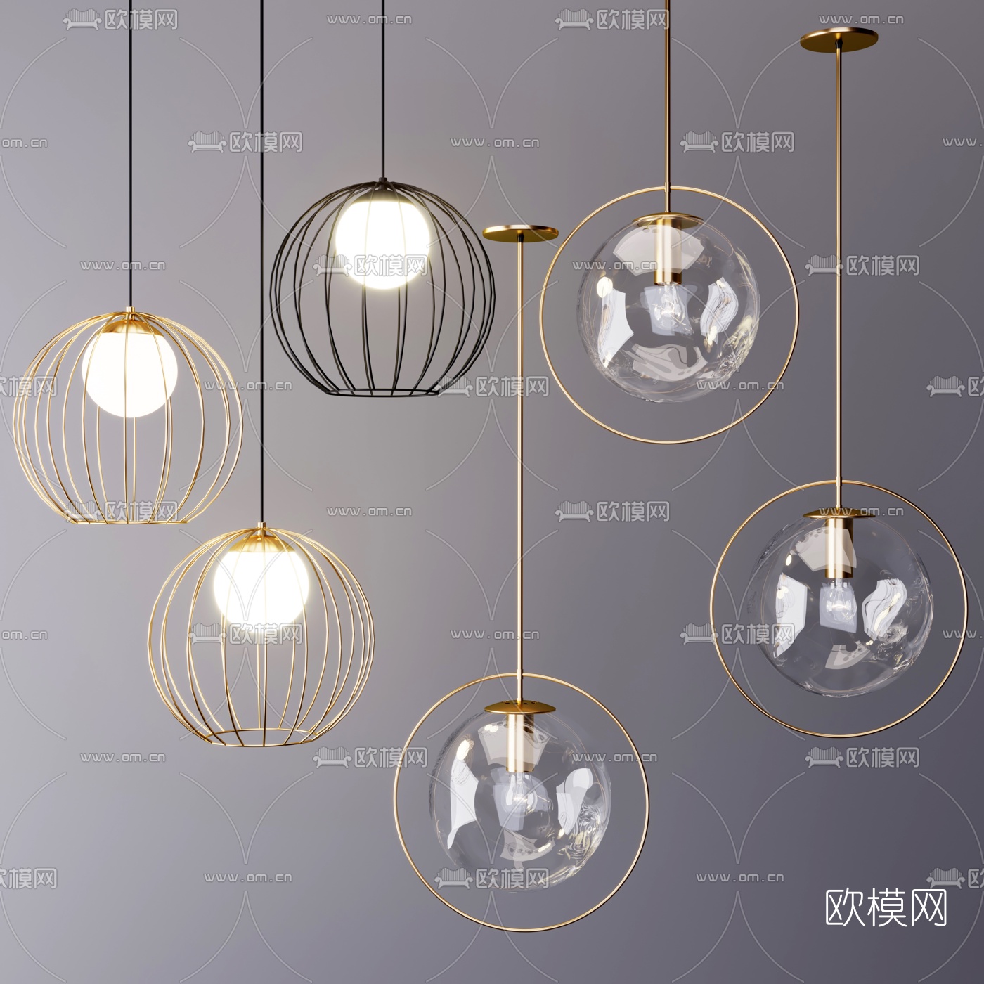 现代圆形金属吊灯3d模型