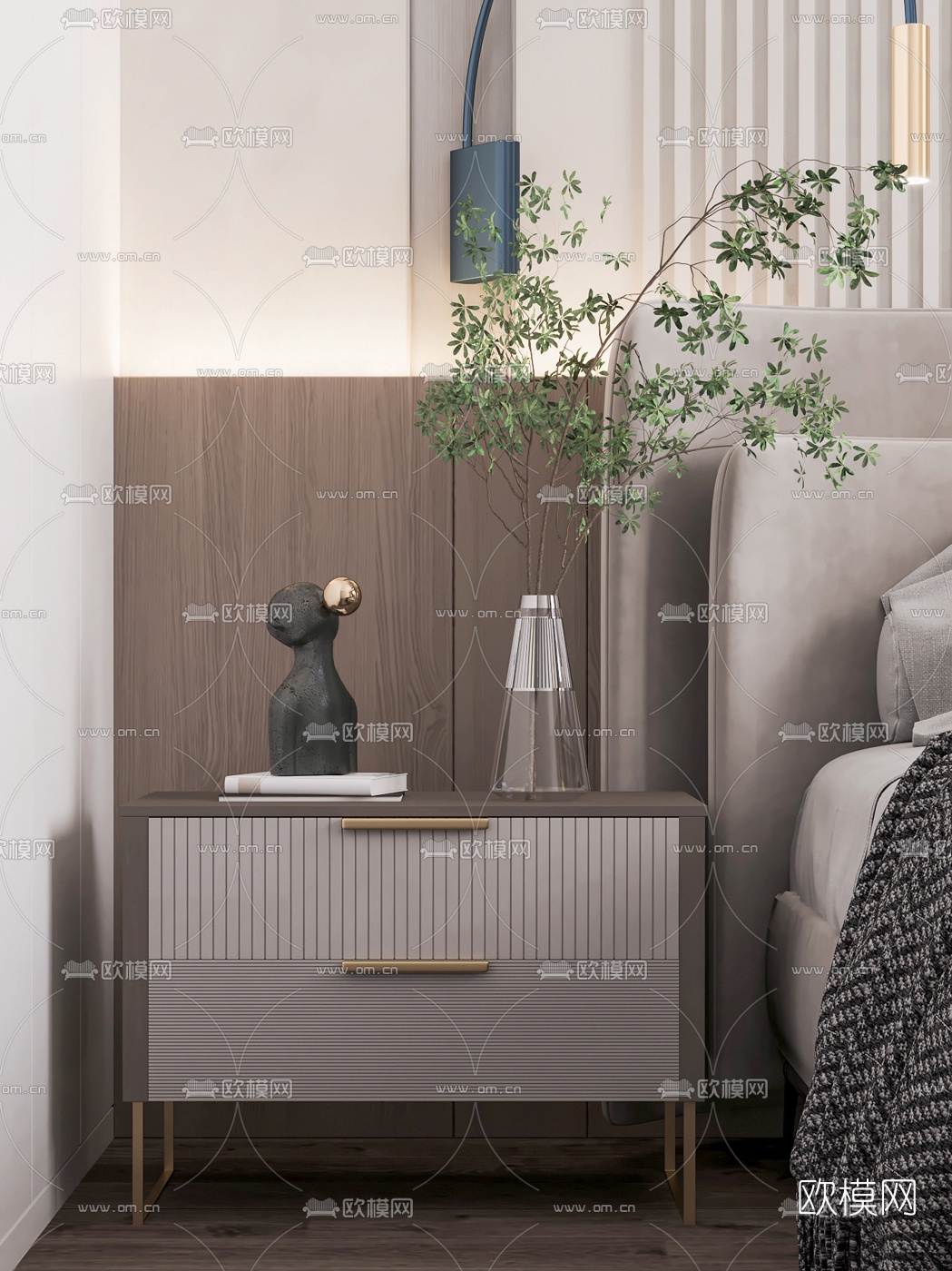 现代床头柜3d模型下载