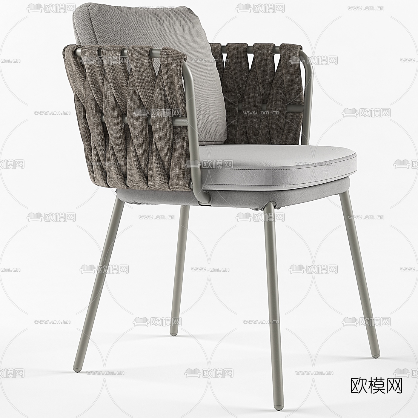 现代椭圆餐桌椅3D模型