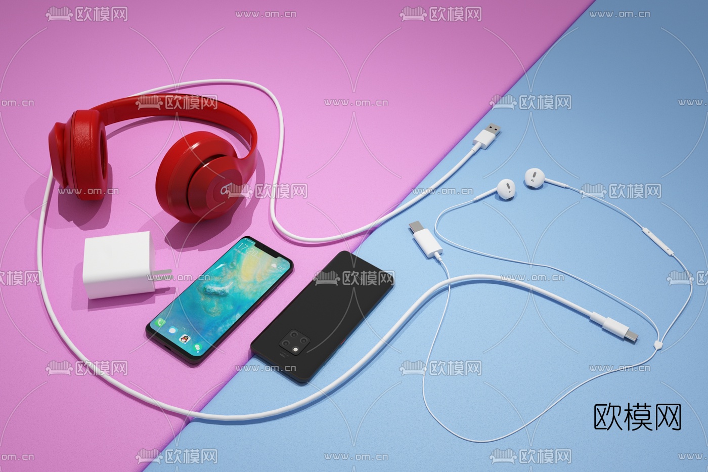 现代手机耳机充电器3d模型