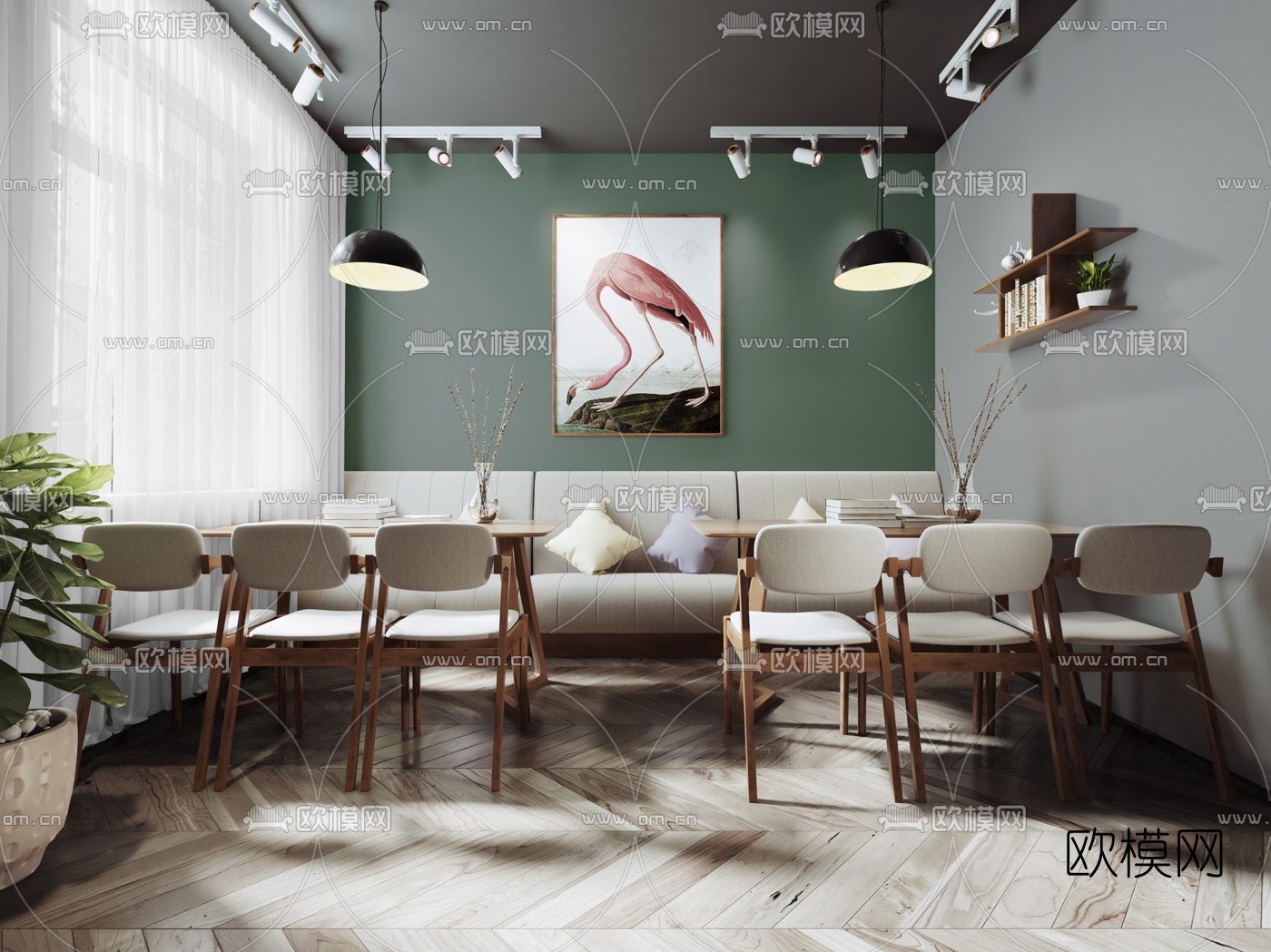 北欧休闲餐吧3d模型下载