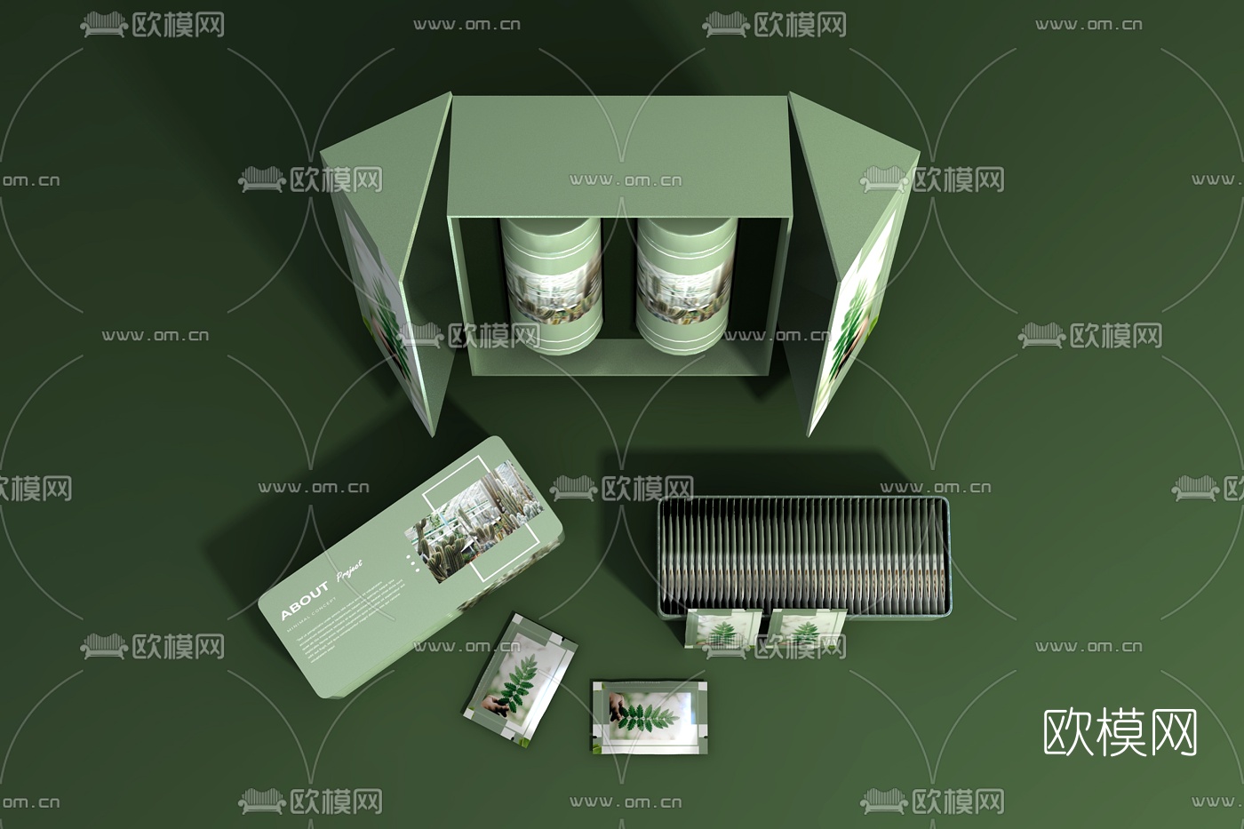 现代茶罐包装盒3d模型下载（渲染图2）