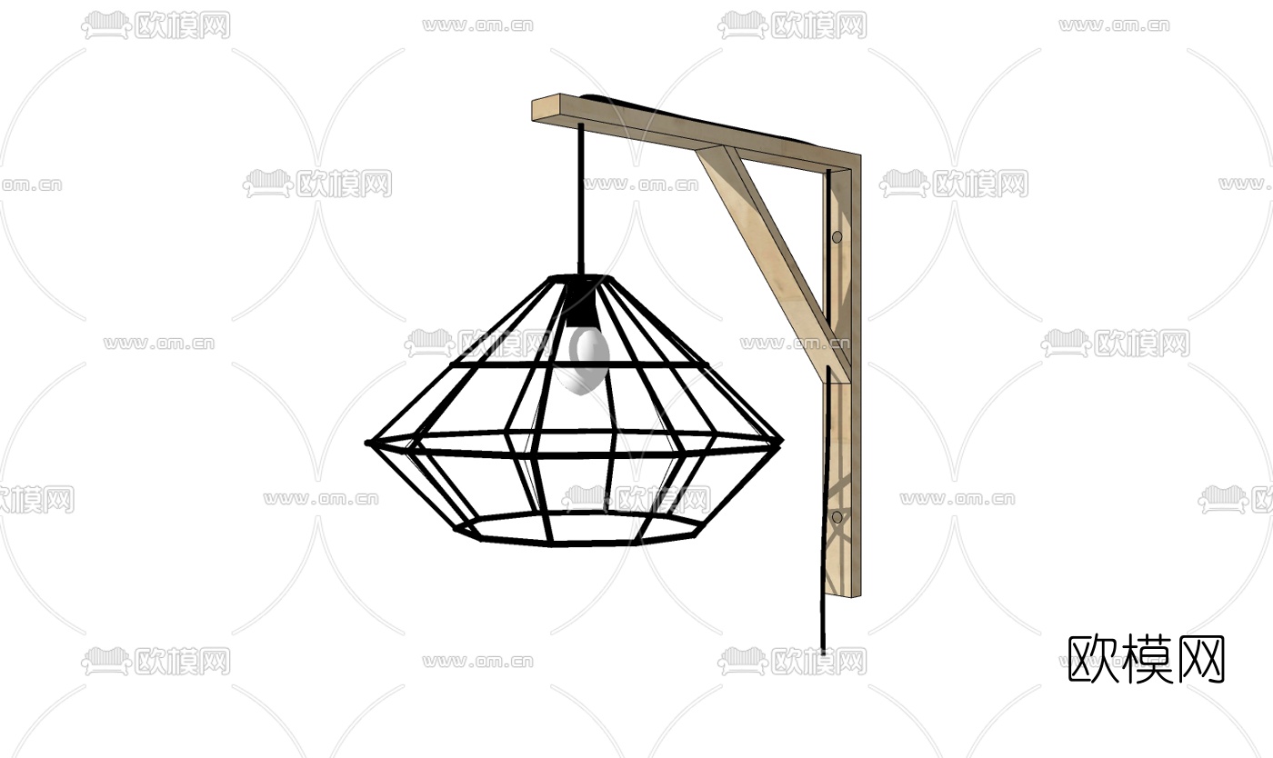 工业风壁灯免费su模型下载