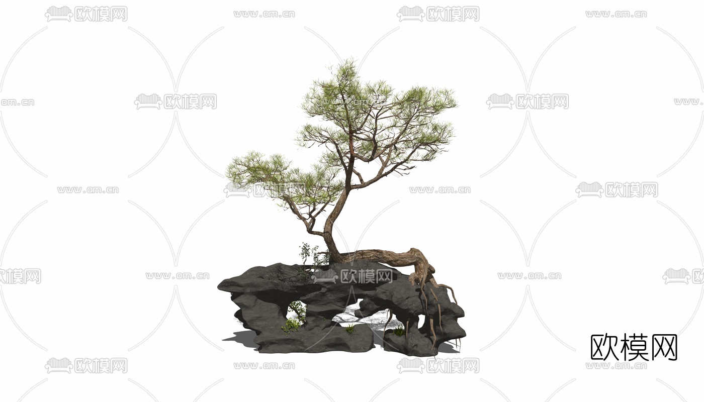 中式竹子su模型下载（渲染图2）