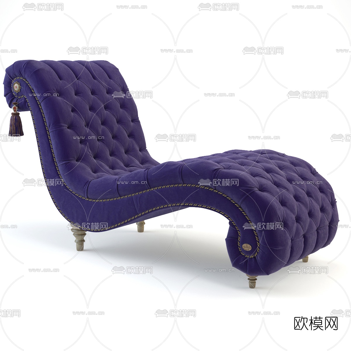 欧式布艺休闲躺椅3D模型-免费3dmax模型库-欧模网