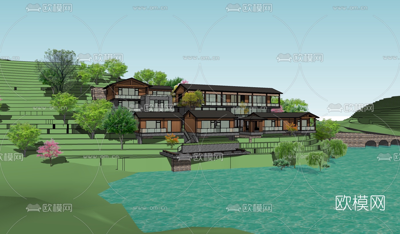现代独栋别墅su模型