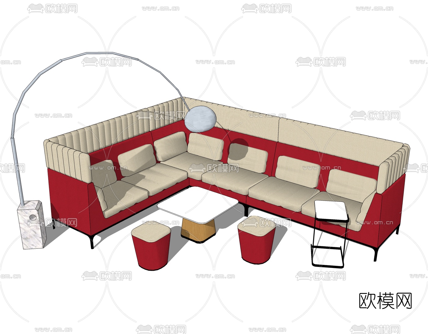 现代办公沙发免费su模型下载
