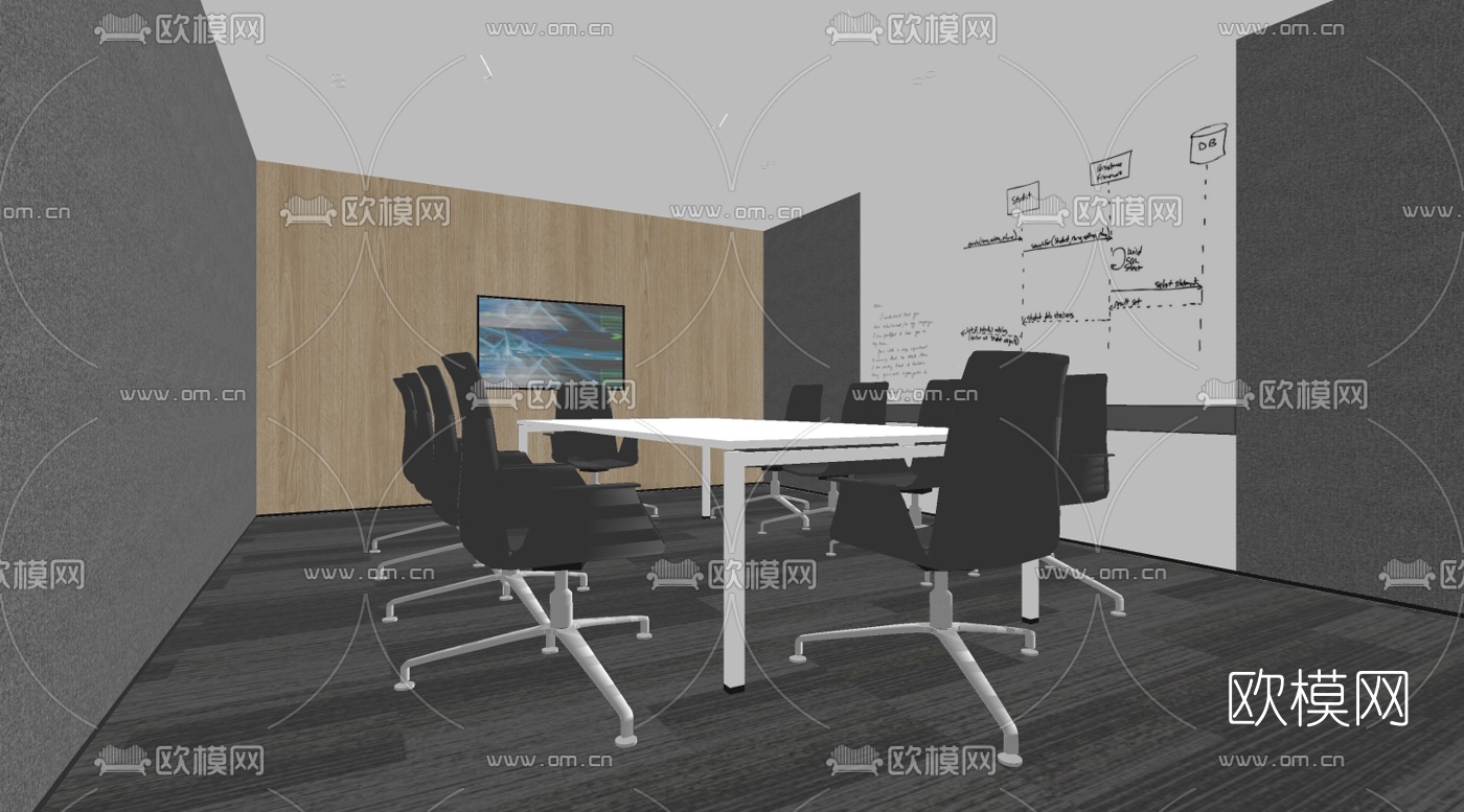 现代办公区su模型下载（渲染图8）