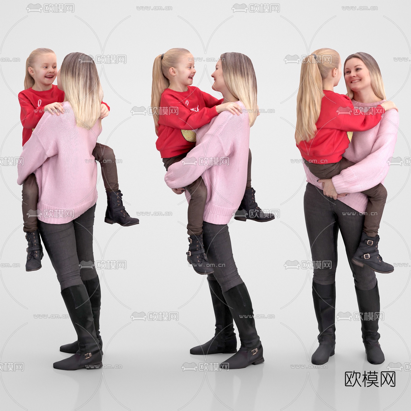 现代母女人物3d模型下载