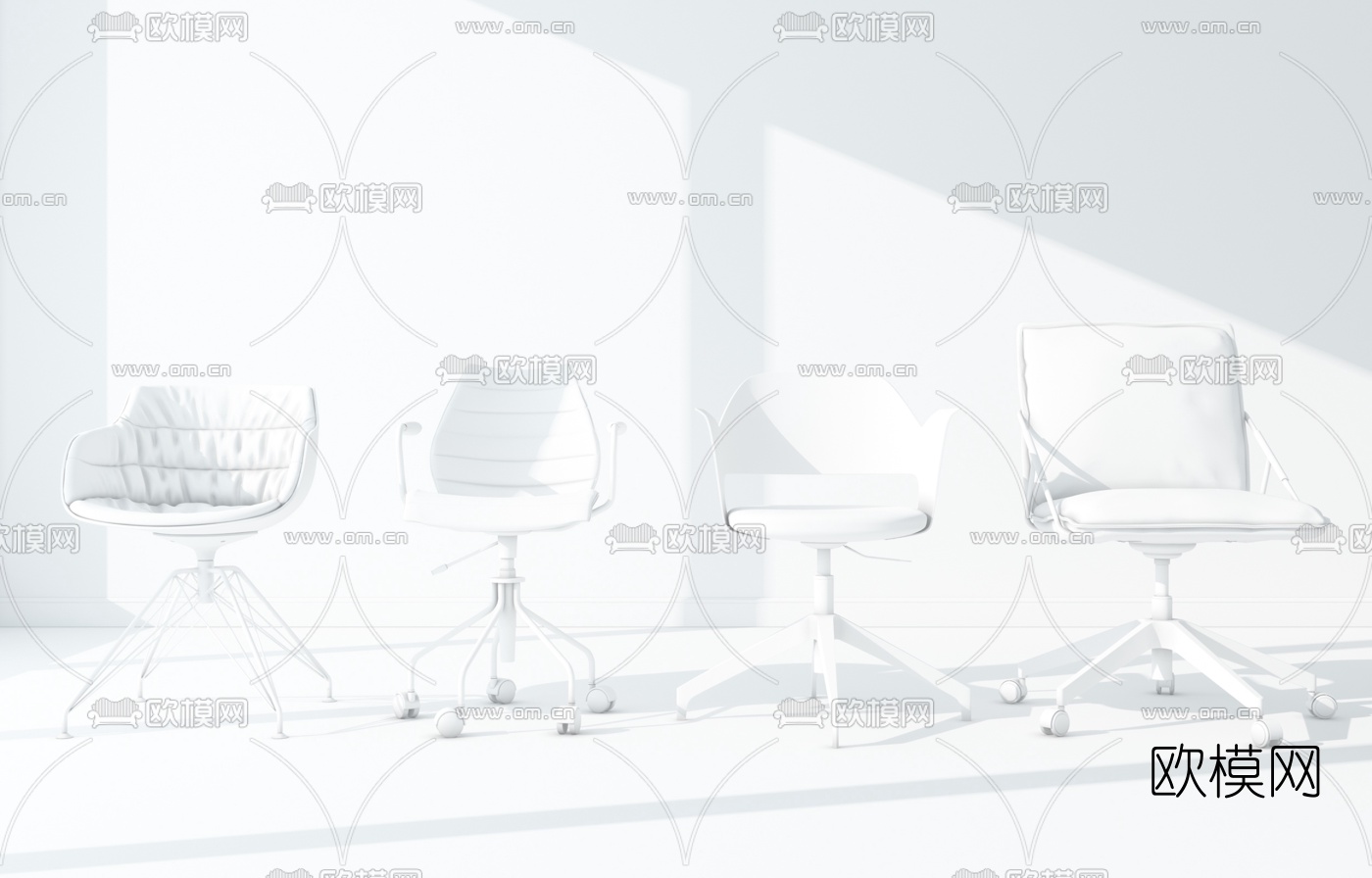 现代办公椅单椅组合3D模型下载（渲染图3）