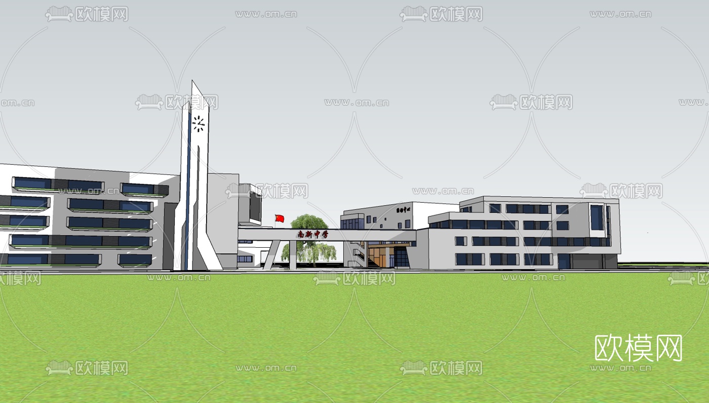 现代学校免费su模型下载（渲染图1）