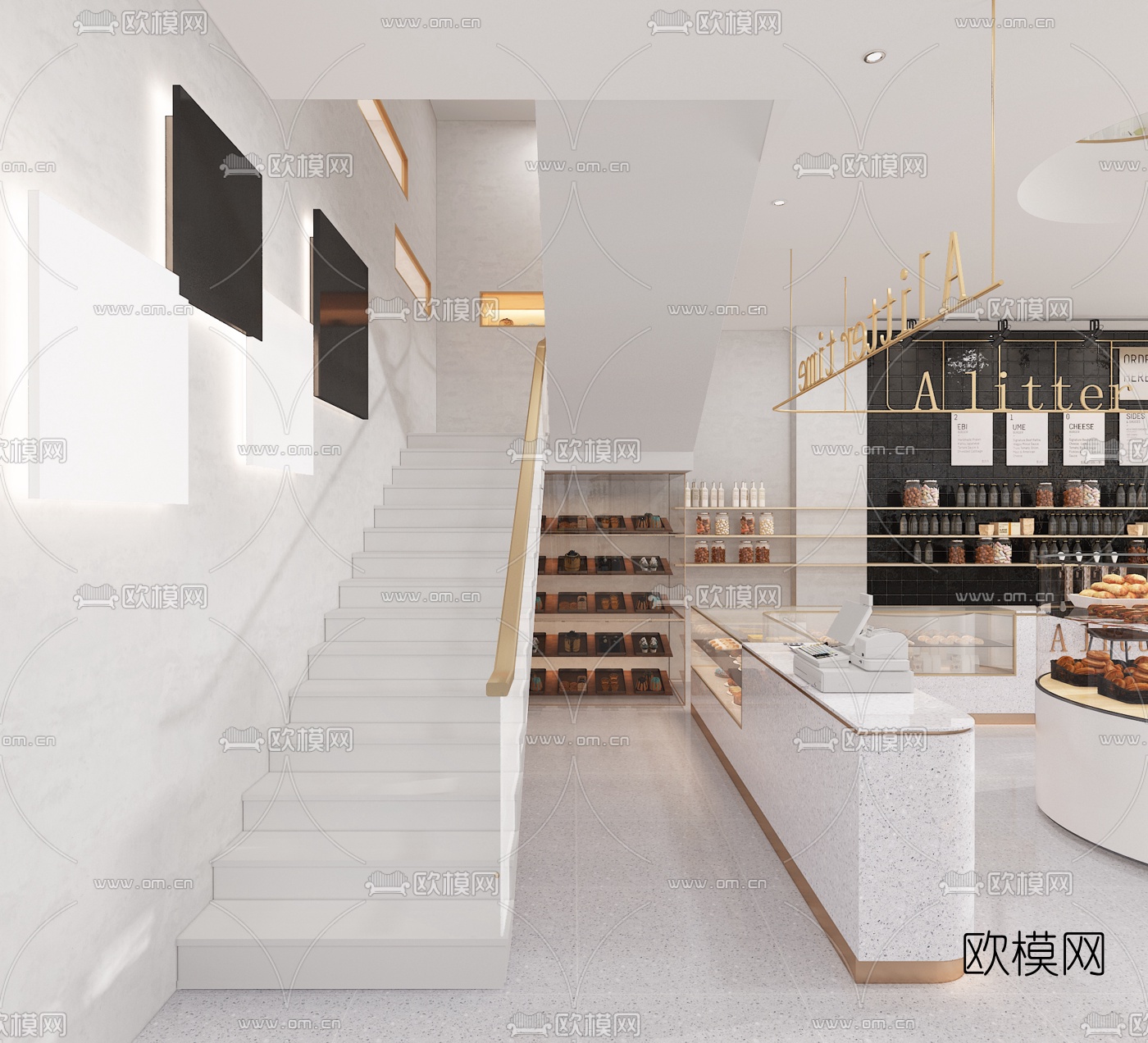 现代面包店甜品店3d模型