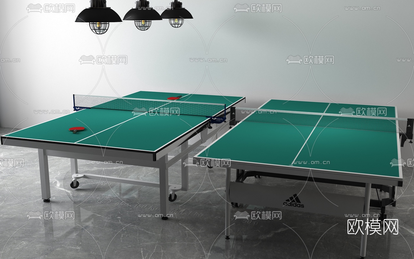 现代乒乓球桌3d模型下载