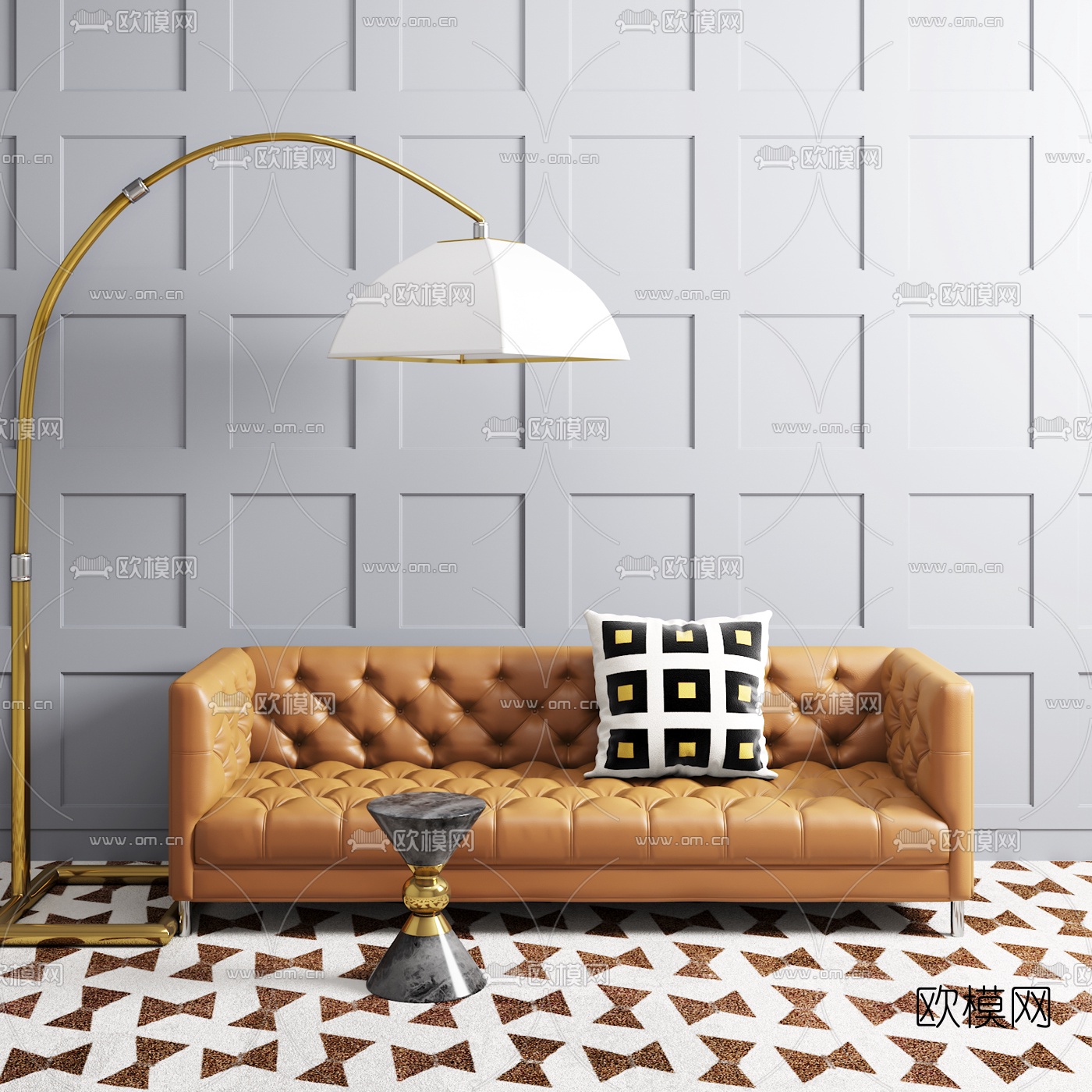 JonathanAdler设计欧式双人沙发组合3D模型下载