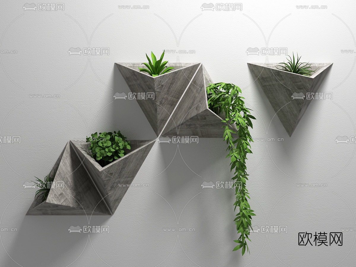 北欧绿植墙饰挂件3d模型
