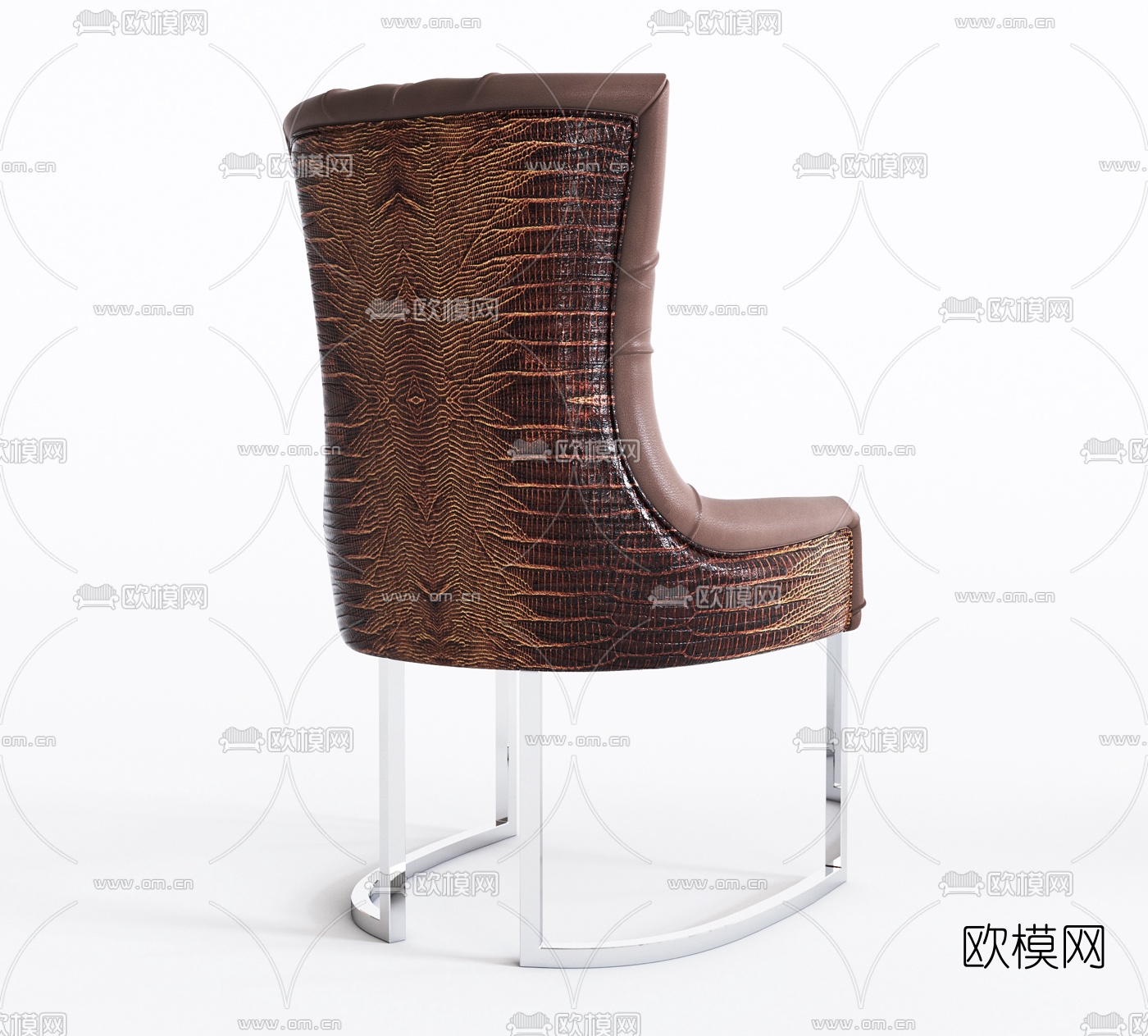 意大利Rugiano简欧皮革休闲椅办公椅组合3D模型下载（渲染图5）