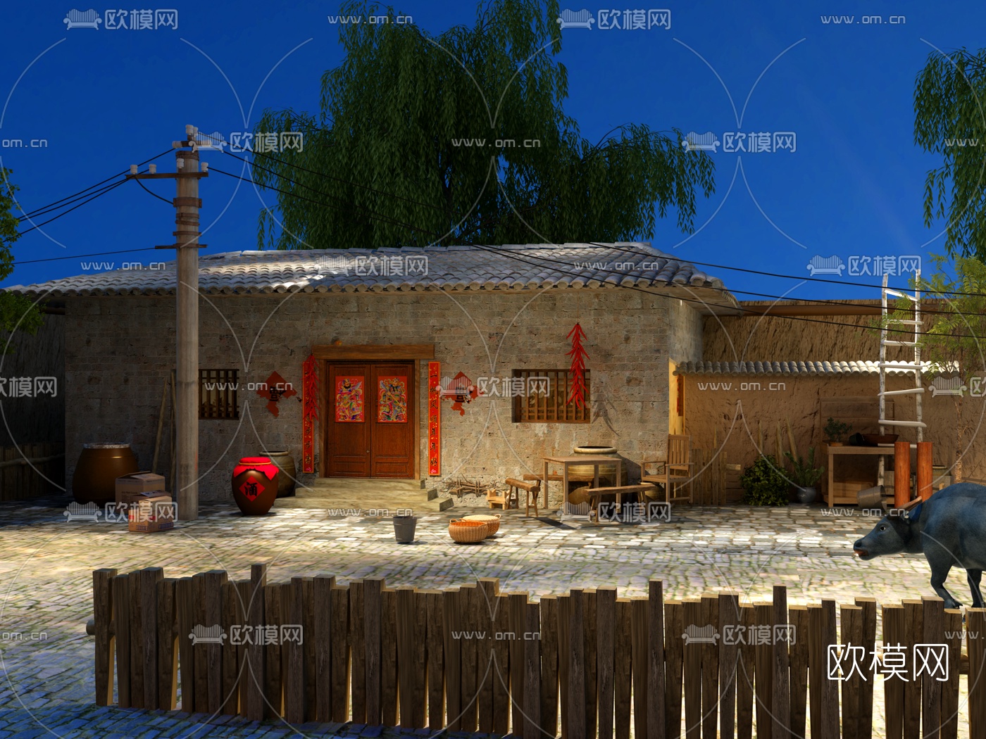 中式农家小院景观3d模型