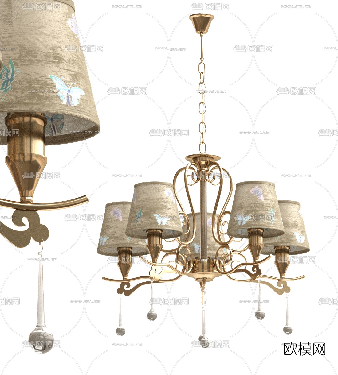 欧式金属吊灯3d模型下载